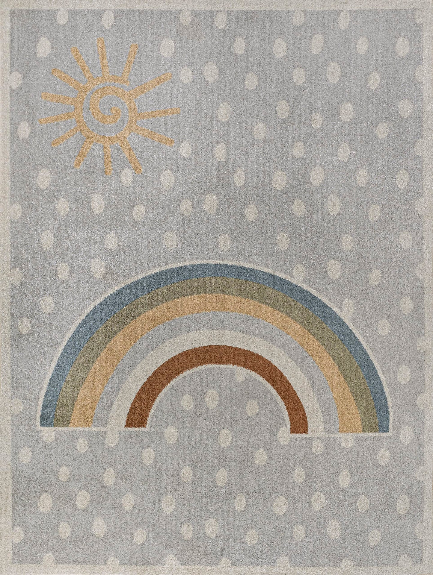 JONATHAN Y Machine-Washable Gray/Ivory/Yellow Indoor Area Rug, 3x5, Minha Rainbow Dots, Kids & Novelty, Casual, Classic, Bedroom, Kitchen, Living Room, Easy-Cleaning, Non-Shedding (KDW102A-3)
