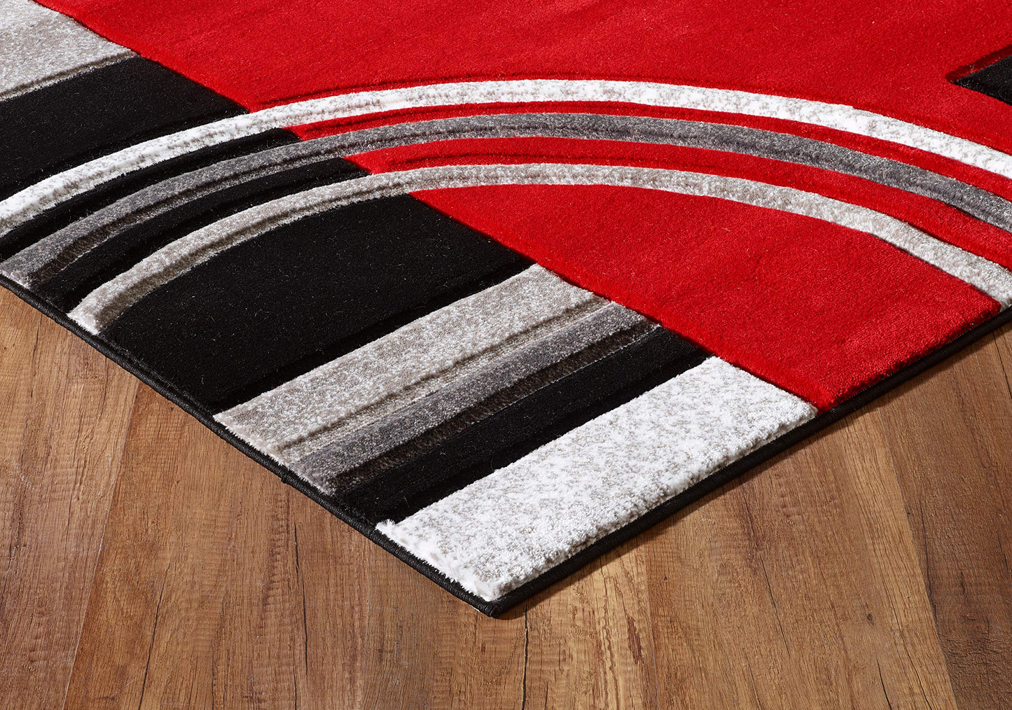 GLORY RUGS Area Rug Modern 5x7 Red Soft Hand Carved Contemporary Floor Carpet with Premium Fluffy Texture for Indoor Living Dining Room and Bedroom Area