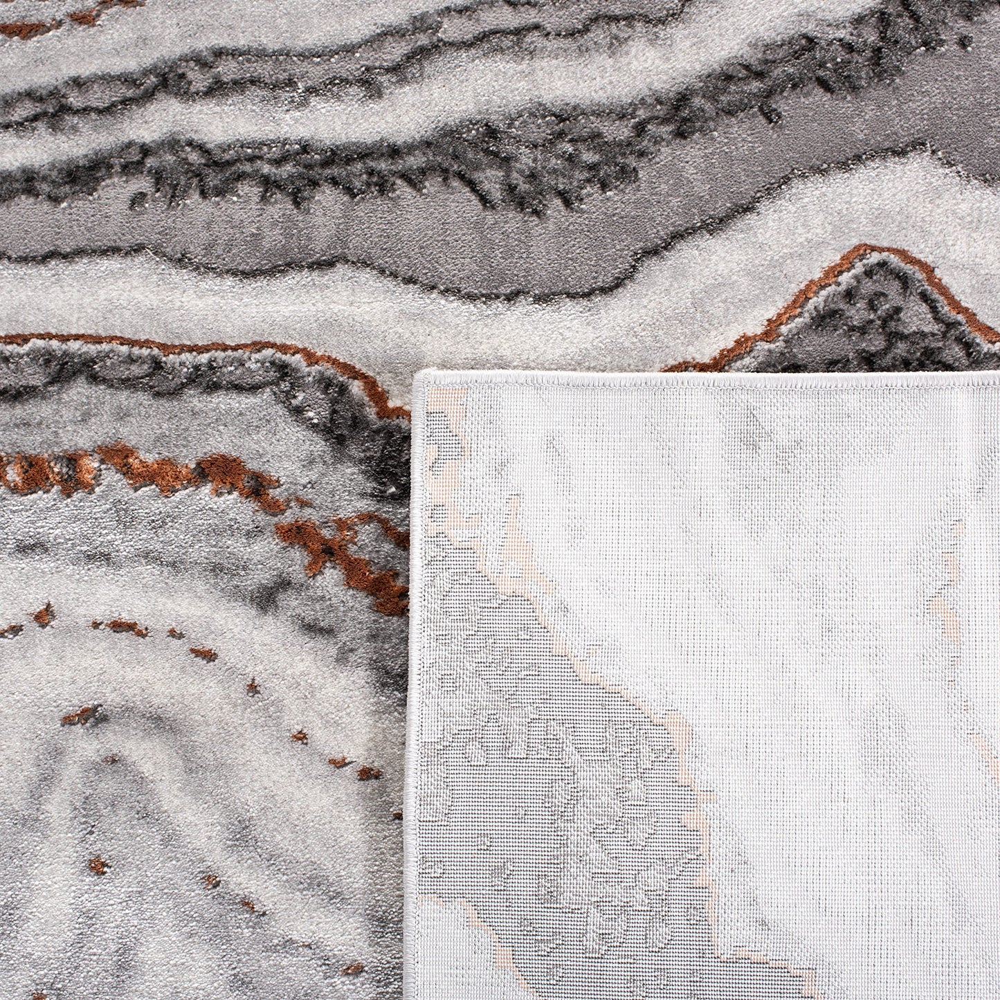 SAFAVIEH Craft Collection Area Rug - 6'7" x 9', Grey & Orange, Modern Abstract Design, Non-Shedding & Easy Care, Ideal for High Traffic Areas in Living Room, Bedroom (CFT858F)
