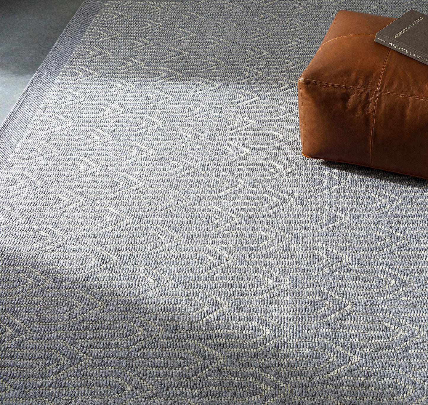 Hauteloom Peri Recycled Material Area Rug - Geometric Abstract Border Scalloped Diamond - Contemporary Modern Minimalist Transitional Scandinavian - Gray, Cream, Black, Beige, Charcoal - 2' x 3'