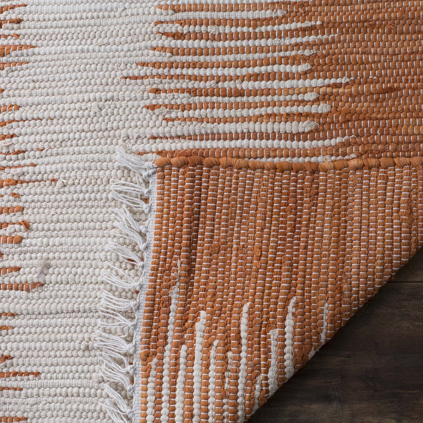 SAFAVIEH Montauk Collection Runner Rug - 2'3" x 9', Orange, Handmade Stripe Fringe Cotton, Ideal for High Traffic Areas in Living Room, Bedroom (MTK751C)