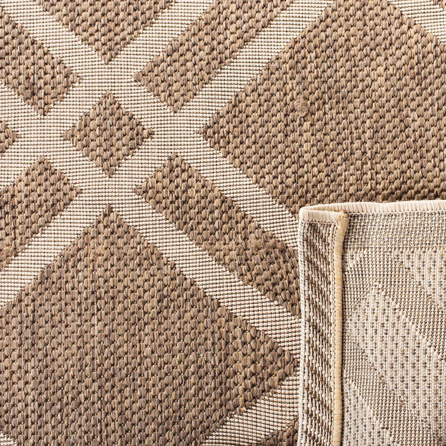 SAFAVIEH Washable Rug Outdoor Courtyard Collection - 2'7" x 5', Brown & Bone, Non-Shedding & Easy Cleaning, Ideal for Patio, Backyard, Mudroom (CY6923-242)