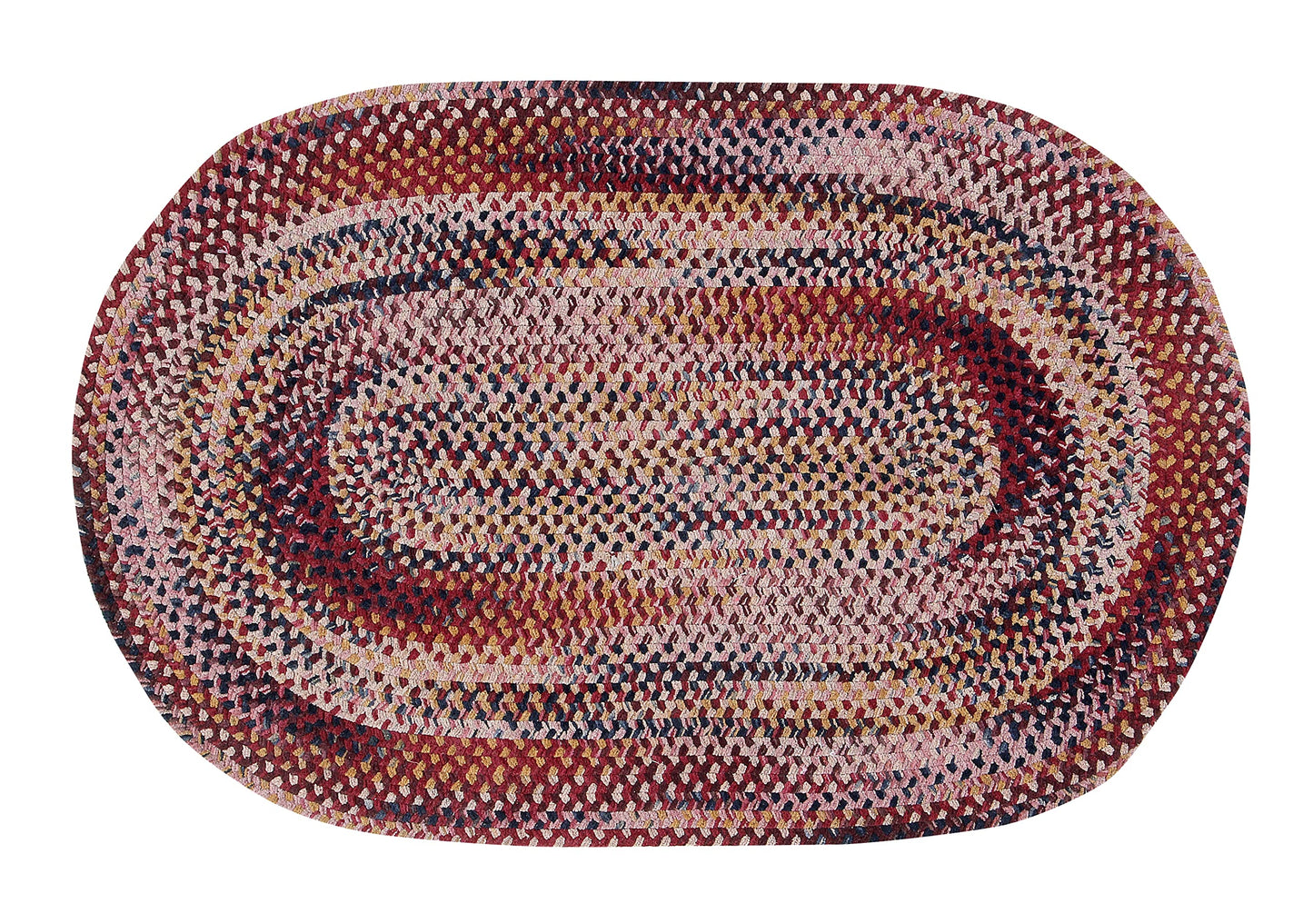 Better Trends Ombre Braided Area Rug, 36" x 60" Oval, Reversible and Durable, 100% Soft Cotton Chenille, Ideal for Living Room, Bedroom, Ergonomic Comfort Standing Braided Mat - Burgundy