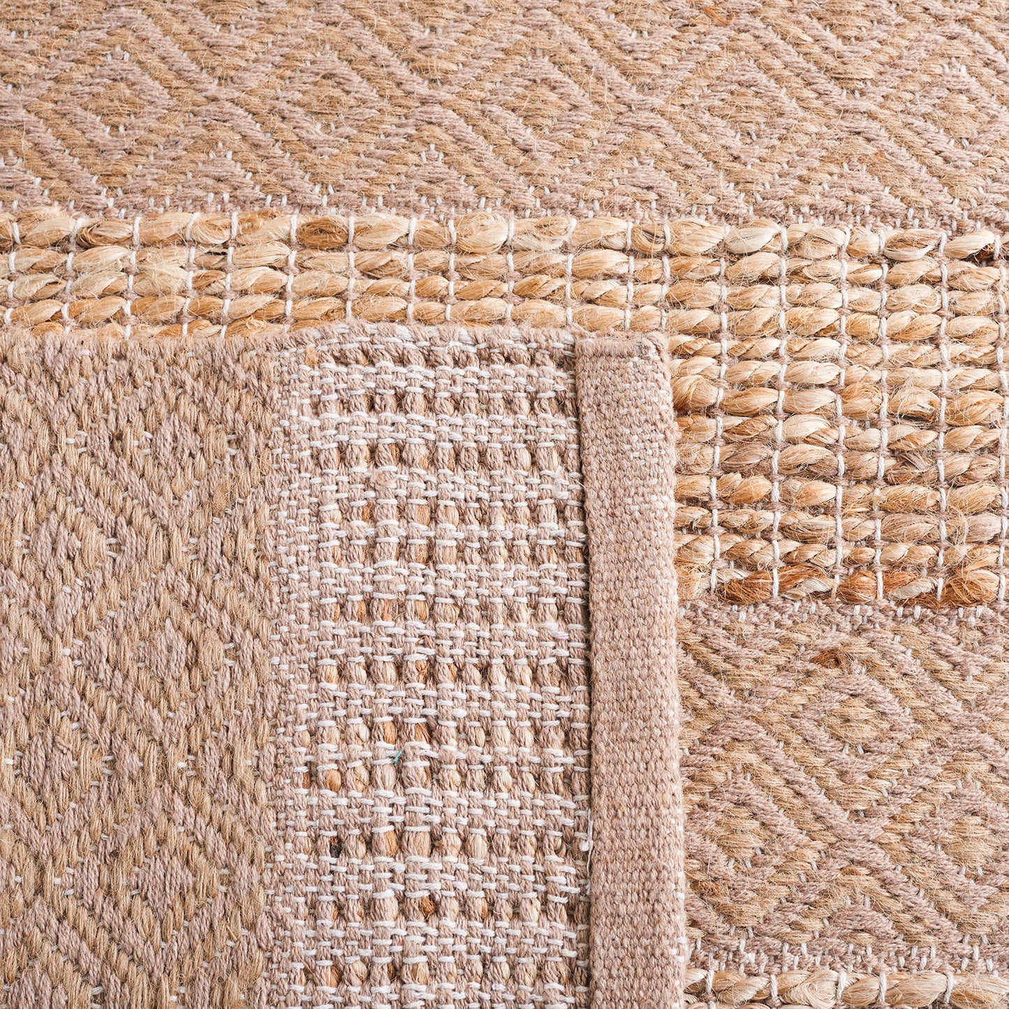 SAFAVIEH Area Rug 8x10 - Natural Fiber Collection - Large - Taupe & Natural, Handmade Jute & Cotton, Boho Farmhouse Rustic Design, Ideal for Living Room, Bedroom, Dining Space (NFB653E)