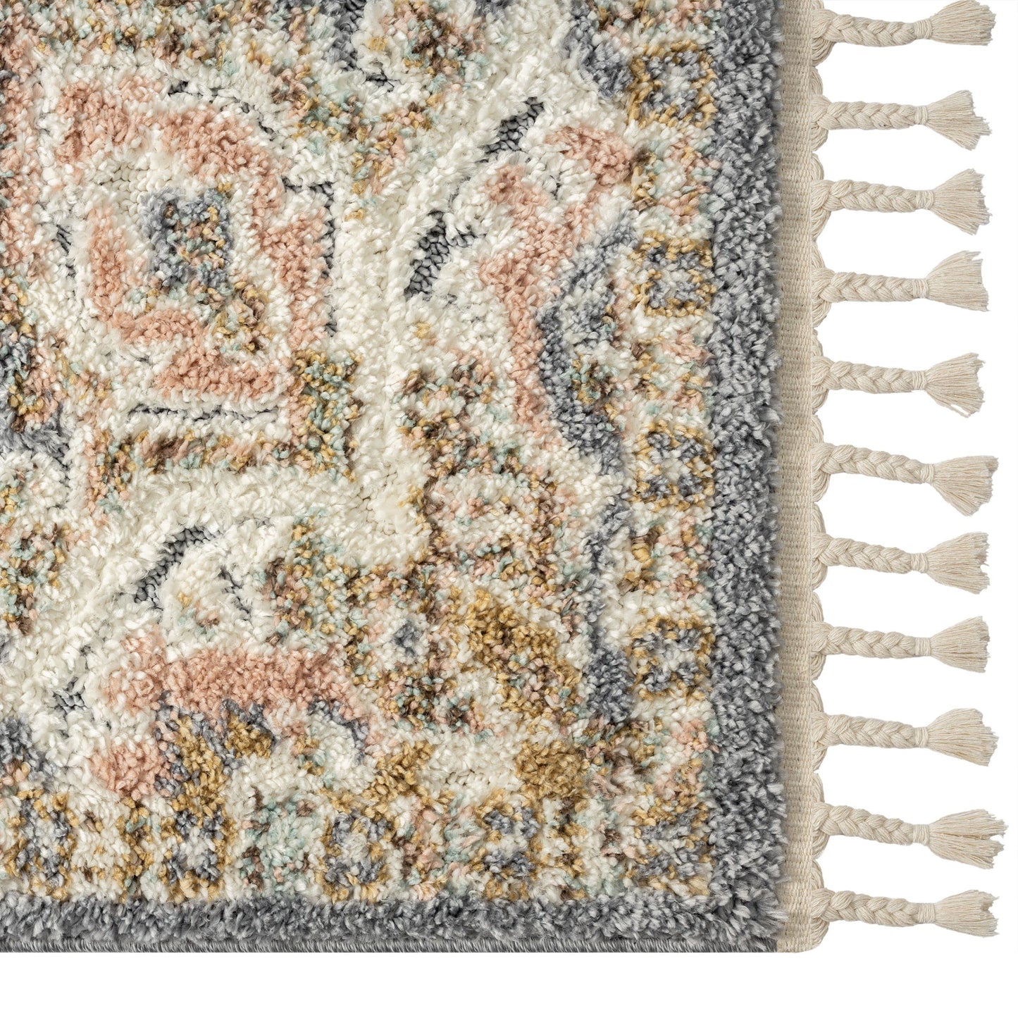 LUXE WEAVERS Southwestern Medallion Fringe Gray 5x7 Area Rug