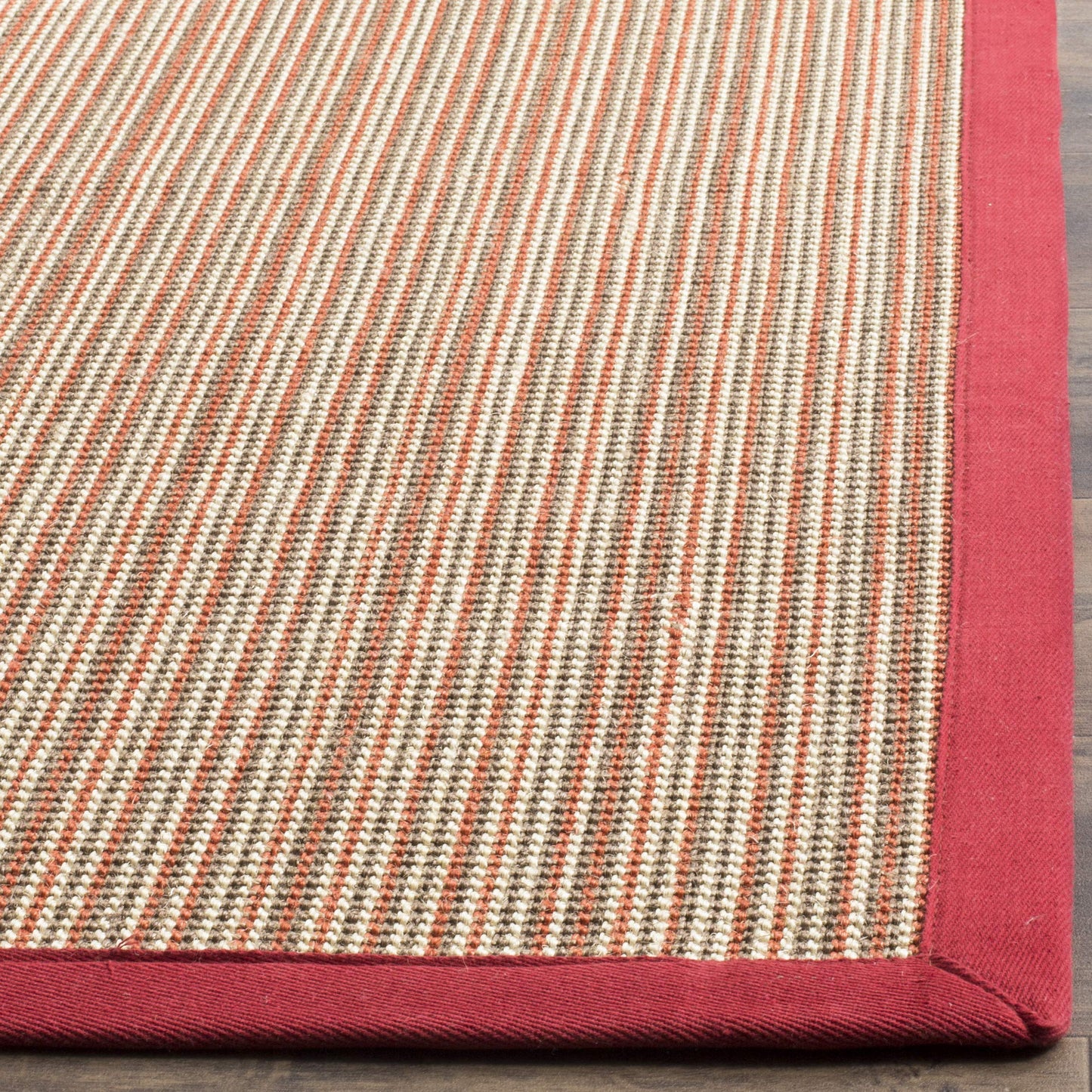 SAFAVIEH Natural Fiber Collection Area Rug - 5' x 7'6", Rust & Rust, Border Stripe Sisal Design, Easy Care, Ideal for High Traffic Areas in Living Room, Bedroom (NF442B)