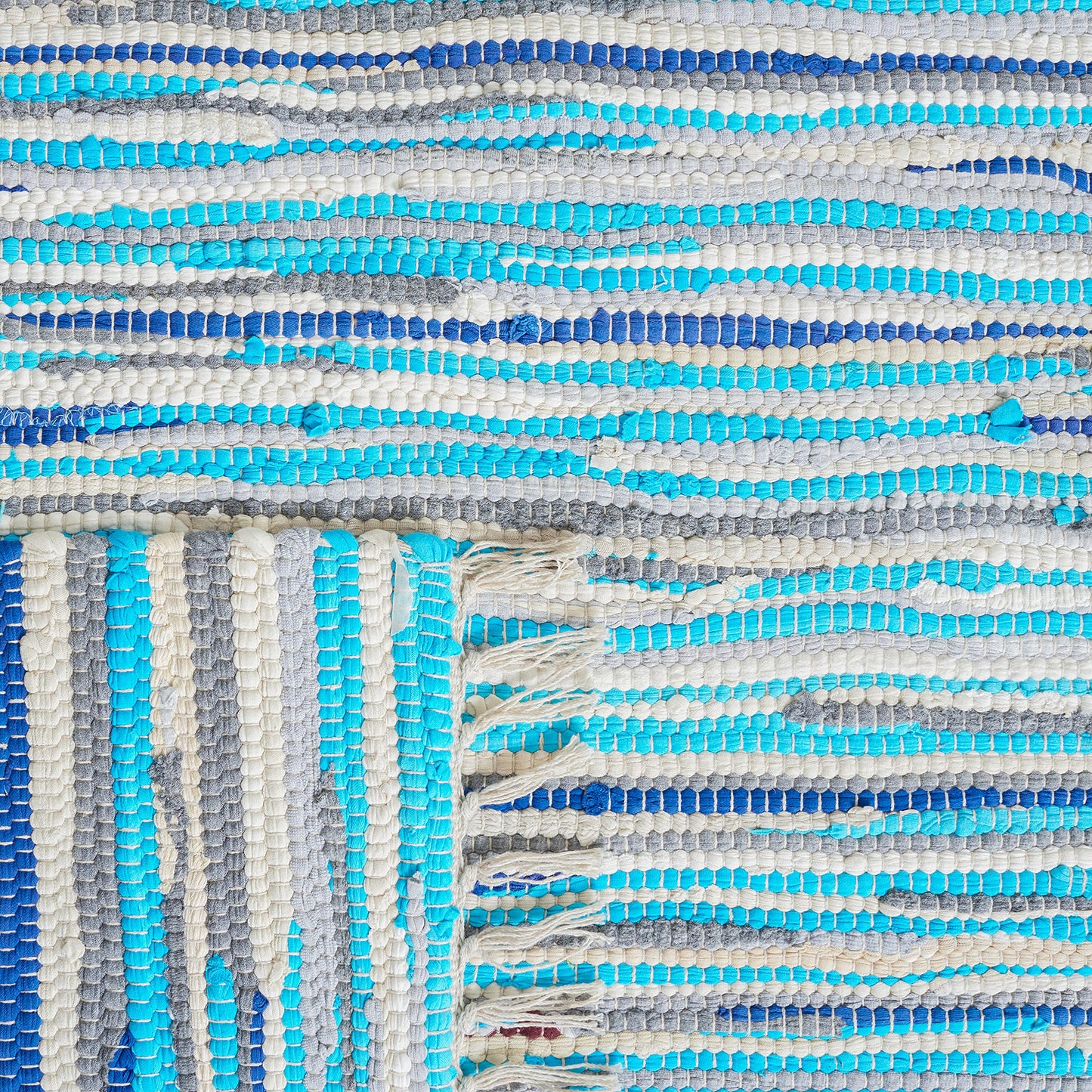 SAFAVIEH Rag Rug Collection Accent Rug - 4' x 6', Turquoise & Multi, Handmade Boho Stripe Cotton, Ideal for High Traffic Areas in Entryway, Living Room, Bedroom (RAR129C)