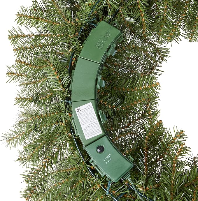 National Tree Company Pre-Lit Artificial Christmas Wreath, Green, Norwood Fir, White Lights, Christmas Collection, 30 Inches