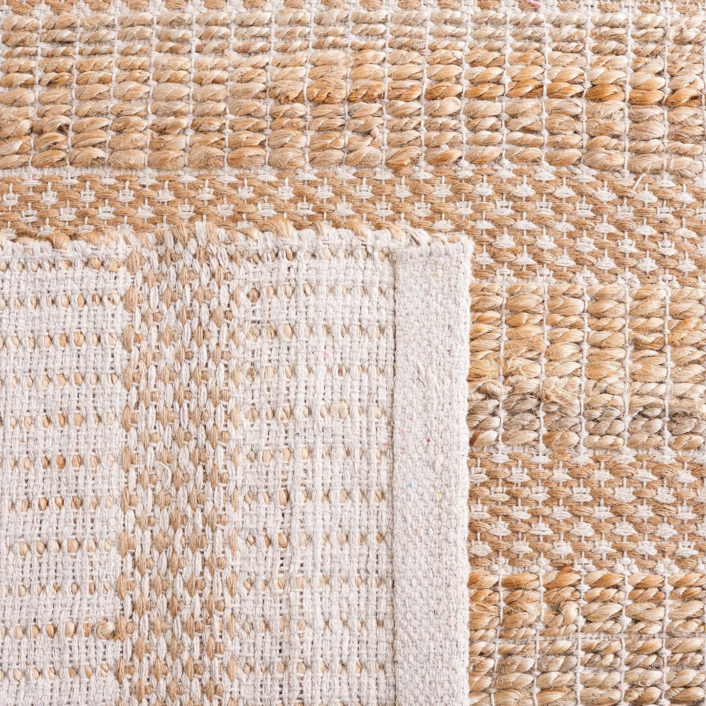 SAFAVIEH Natural Fiber Collection Area Rug - 10' x 14', Ivory & Natural, Handmade Boho Farmhouse Rustic Jute & Cotton Jute, Ideal for High Traffic Areas in Living Room, Bedroom (NFB654A)