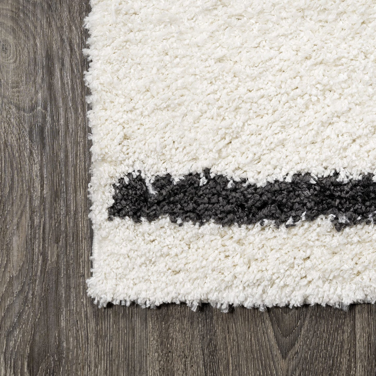 JONATHAN Y Alaro Berber Stripe Shag White/Gray Runner Rug, 2x10, Bohemian, Contemporary, Easy-Cleaning for Living Room, Bedroom, Kitchen, Pet Friendly, Non-Shedding (MOH402A-210)
