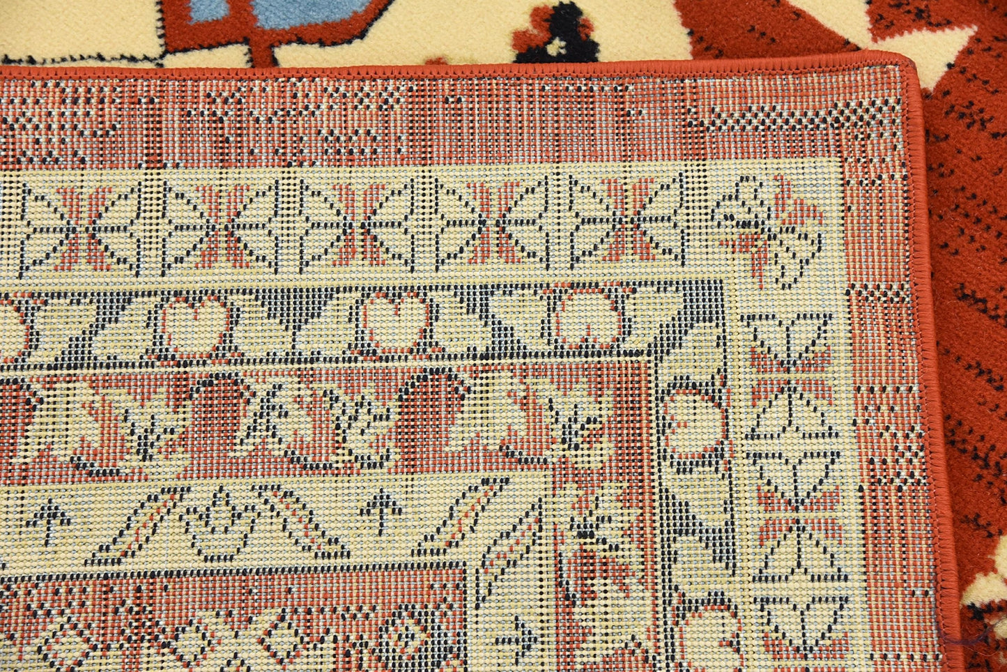 Unique Loom Taftan Collection Border Geometric Tribal Inspired Design Area Rug (5' 0 x 8' 0 Rectangular, Terracotta/ Ivory)