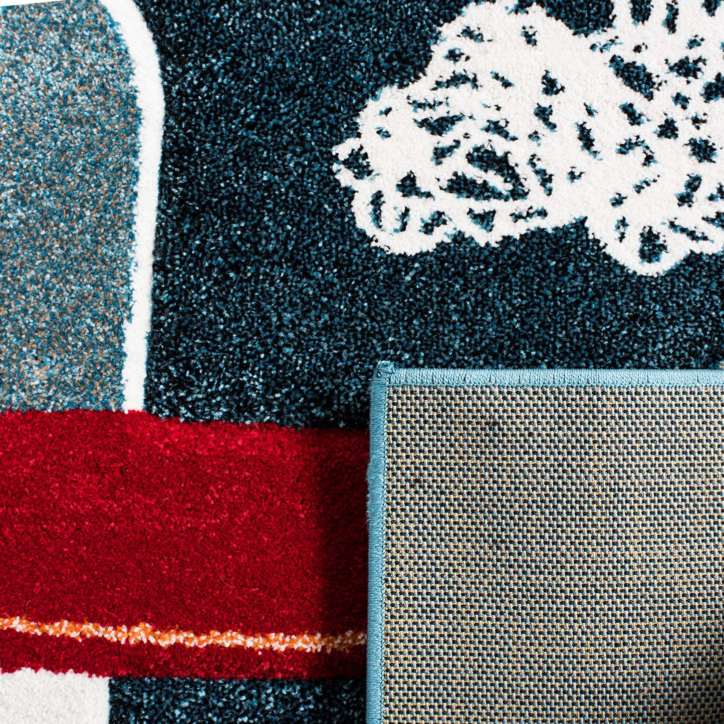 SAFAVIEH Carousel Kids Collection Accent Rug - 4' x 6', Navy & Ivory, Non-Shedding & Easy Care, Ideal for High Traffic Areas for Boys & Girls in Playroom, Nursery, Bedroom (CRK167N)