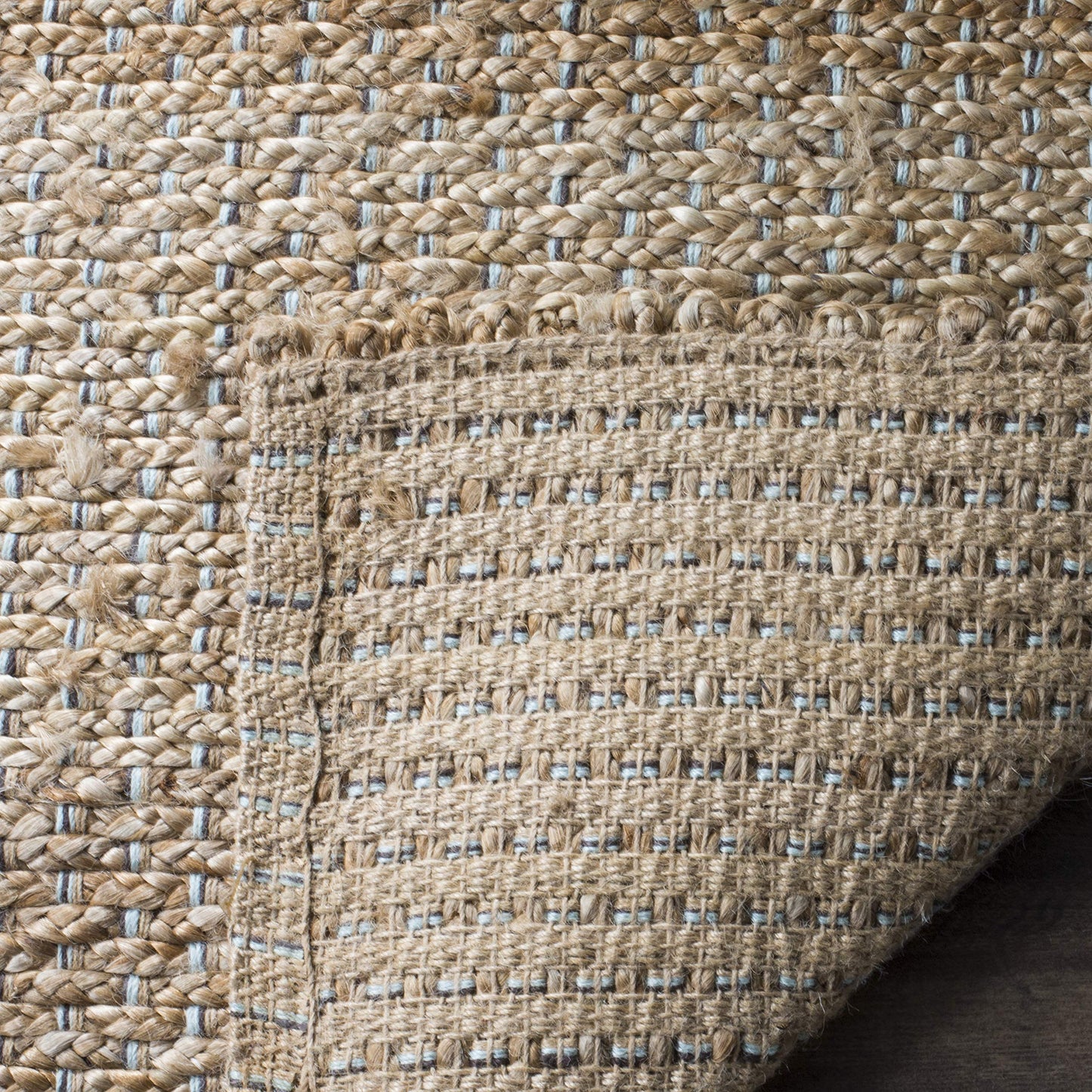 SAFAVIEH Natural Fiber Collection Runner Rug - 2'6" x 10', Light Blue & Natural, Handmade Jute, Ideal for High Traffic Areas in Living Room, Bedroom (NF452A)
