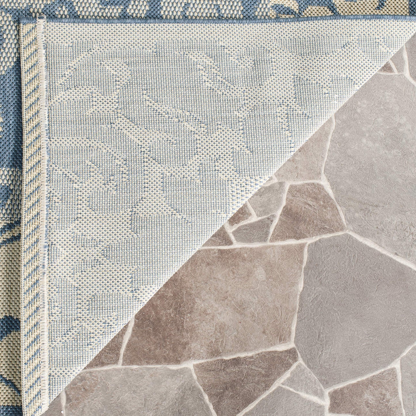 SAFAVIEH Courtyard Collection Accent Rug - 2' x 3'7", Blue & Natural, Non-Shedding & Easy Care, Indoor/Outdoor & Washable-Ideal for Patio, Backyard, Mudroom (CY2727-3103)
