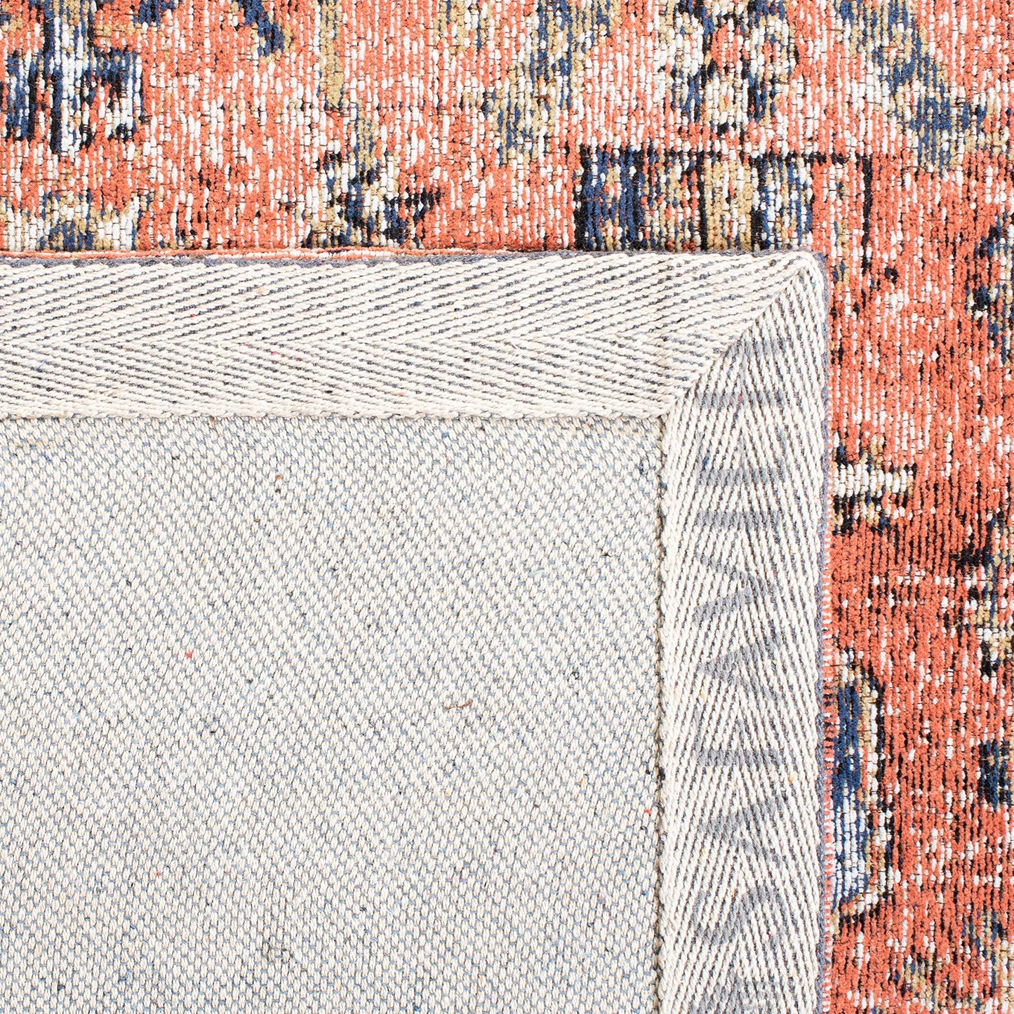 SAFAVIEH Classic Vintage Collection Accent Rug - 4' x 6', Rust & Navy, Oriental Distressed Cotton Design, Easy Care, Ideal for High Traffic Areas in Entryway, Living Room, Bedroom (CLV305P)