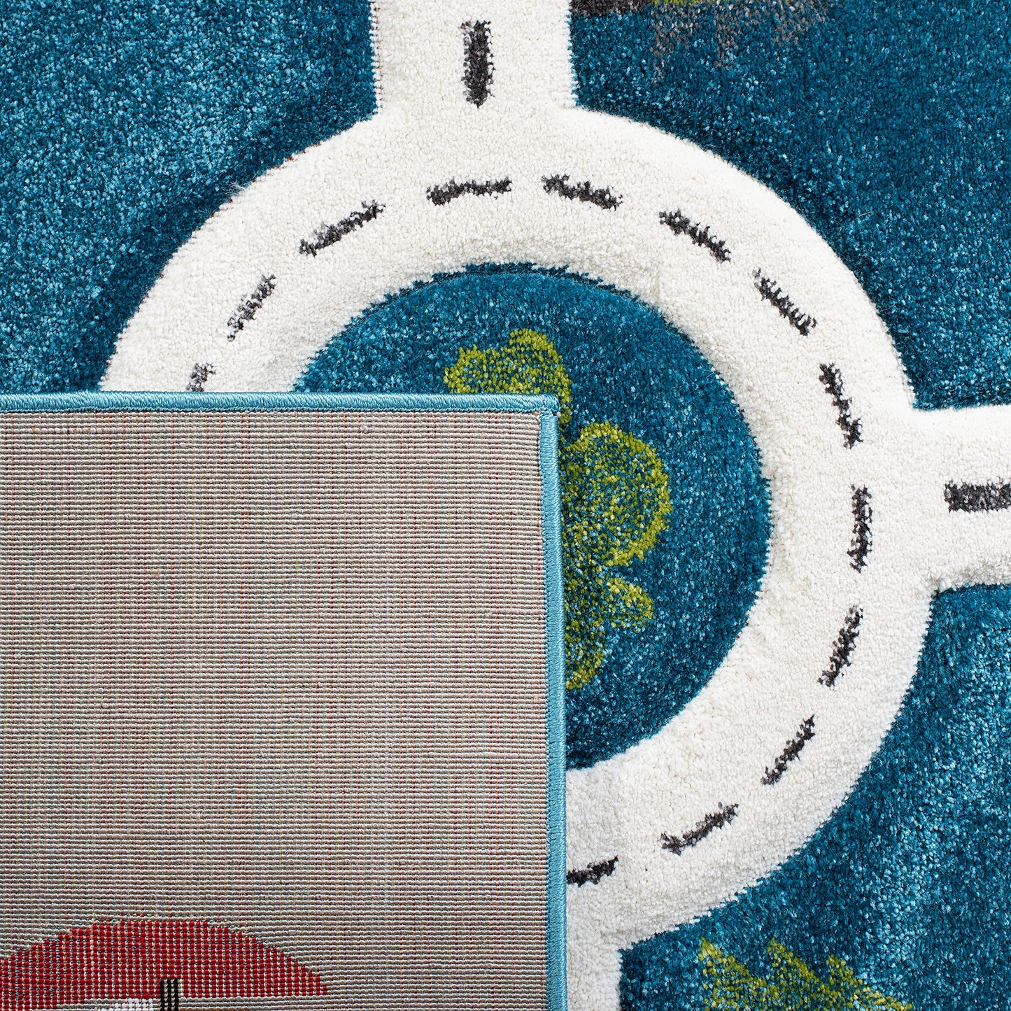 SAFAVIEH Carousel Kids Collection Area Rug - 5'3" x 7'6", Turquoise & Ivory, Non-Shedding & Easy Care, Ideal for High Traffic Areas for Boys & Girls in Playroom, Nursery, Bedroom (CRK192K)