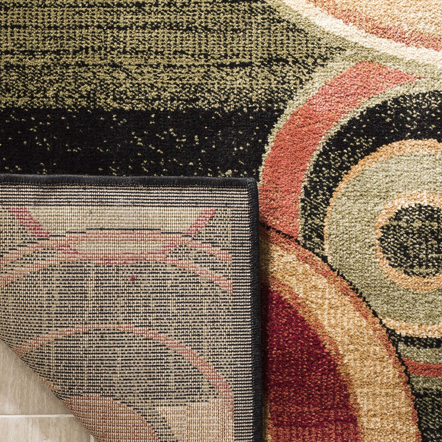 SAFAVIEH Lyndhurst Collection Accent Rug - 4' x 6', Black & Multi, Mid-Century Modern Design, Non-Shedding & Easy Care, Ideal for High Traffic Areas in Entryway, Living Room, Bedroom (LNH225B)