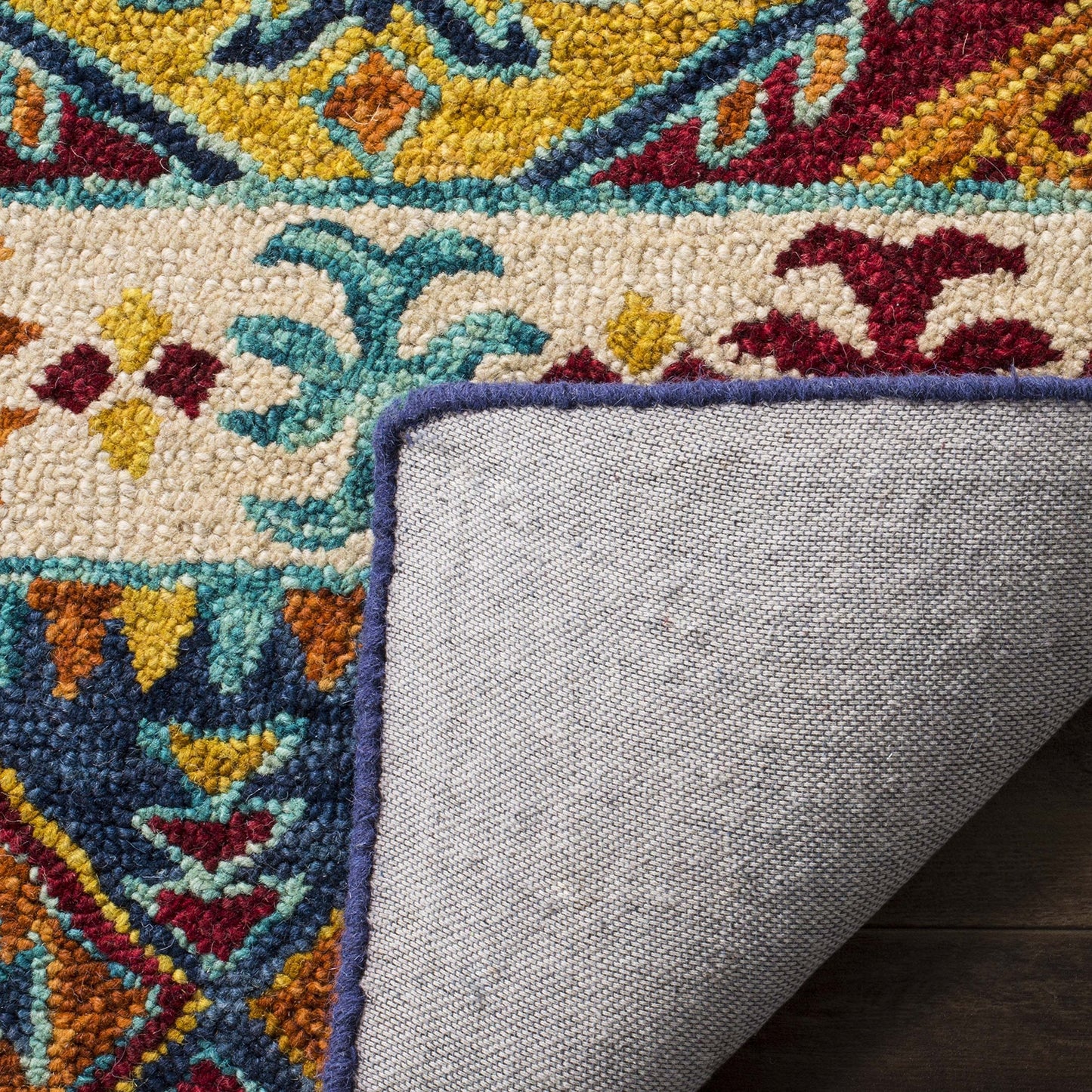 SAFAVIEH Aspen Collection Area Rug - 10' x 14', Navy & Ivory, Handmade Boho Tribal Wool, Ideal for High Traffic Areas in Living Room, Bedroom (APN502A)