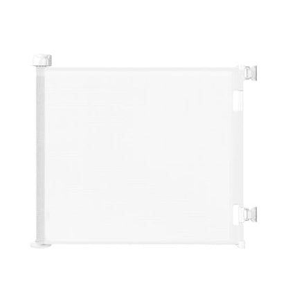 Retractable Baby Gate for Stairs & Doorways, 55" Wide x 33.6" Tall Easy Installation Mesh Dog Gate for Indoor & Outdoor Use,Pet and Dog Safety Gate for Hallways(White)
