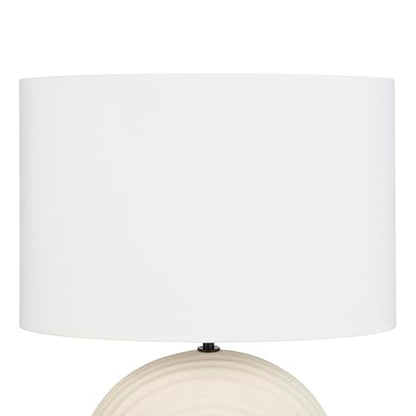 Nourison Home 21" Off White Textured Arch Table Lamp for Bedroom, Living Room, Console, Entryway