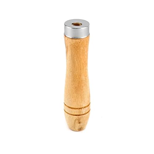 QWORK Wooden File Handle with Strong Metal Collars, 5 Pack Ergonomic Handles Easy Installation for 4'' - 7'' Metal File, Screwdriver, Hand Drill