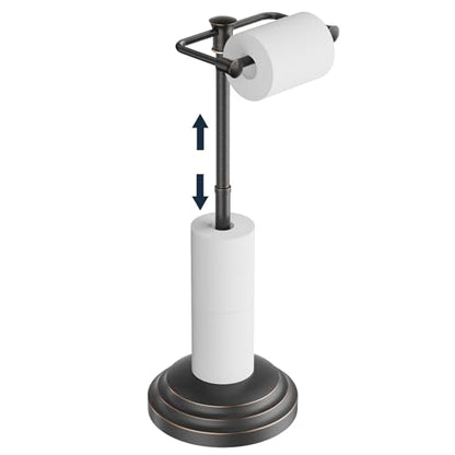 Bathroom Toilet Paper Holder Stand, Oil Rubbed Bronze Toilet Paper Holder Free Standing, Stainless Steel Pivoting Toilet Tissue Roll Holder£¬Adjustable Height (14 to 24 Inch) Paper Holder