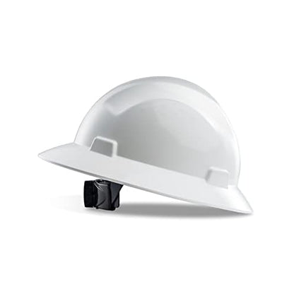 LANON White Full Brim Hard Hat, OSHA Construction Work Approved, HDPE Safety Helmet with 4 Point Adjustable Ratchet Suspension, Class E, G & C