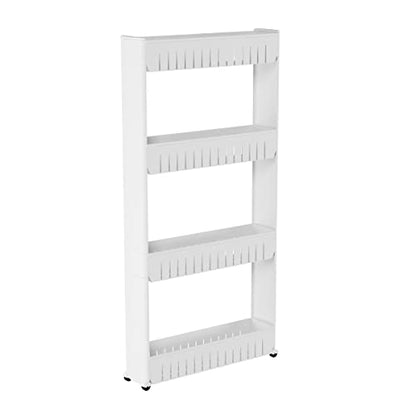 4-Tier Storage Organizer Rack - Plastic Rolling Cart for Office, Dorm, Bedroom, Bathroom, and Laundry Room Organizing by Lavish Home (White)