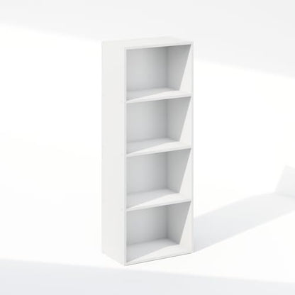 Furinno Reed Closet Organizers and Storage, 4-Tier Closet Organizer, Open Shelf Closet Storage, for Wardrobe, Bedroom, Living Room, White