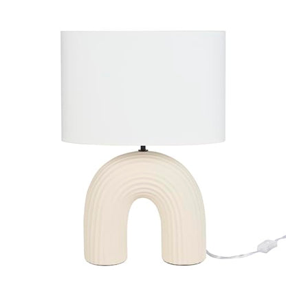 Nourison Home 21" Off White Textured Arch Table Lamp for Bedroom, Living Room, Console, Entryway