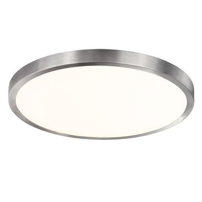 Flush Mount Ceiling Light Fixture, 14 Inch LED Modern Kitchen Light, Slim Dimmable Brushed Nickel Flush Mount Light for Low Ceiling, Laundry, Hallway, Metal and Glass Lighting, 26W, 3000K