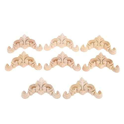 MUXSAM 8Pcs Furniture Onlay Applique Frame for Home, 4x4cm/1.57"x1.57", Unpainted Woodcarving Corner Decal Cabinet Door Wall Ceiling Dresser