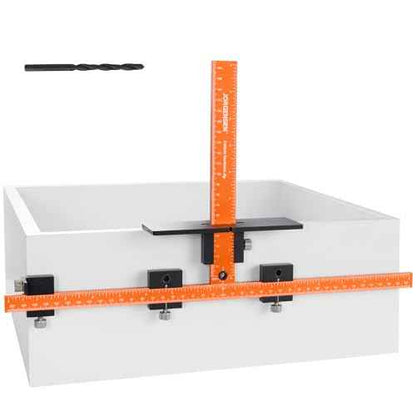 JORGENSEN Cabinet Hardware Jig Tool - Aluminum Alloy & Double Scale Cabinet Handle Jig Template, Professional for Installing Door Drawer Front Knobs Handles & Pulls with 5mm Alignment Drilled Hole