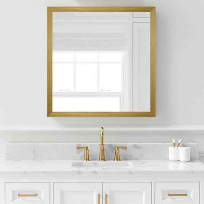 Brushed Gold Peel and Stick Wallpaper Border, PVC Self Adhesive Removable Contact Paper, Waterproof Mirror Frame Sticker for Bathroom, Kitchen and DIY Decor (394''L x 3.94''W)