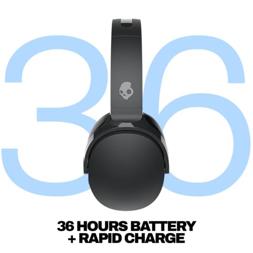 Skullcandy Hesh Evo Wireless Over-Ear Bluetooth Headphones, Noise Isolating, Up to 36 Hours Battery, Foldable Lightweight Design, Microphone for iPhone Android - True Black