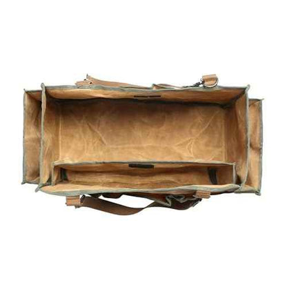 Tool Tote, Heavy Duty Waxed Canvas Wide Mouth Tool Pouch, Muti-Purpose Tool Bag with Adjustable Shoulder Strap (15 X 9.8 X 7.8 inch) | Khaki