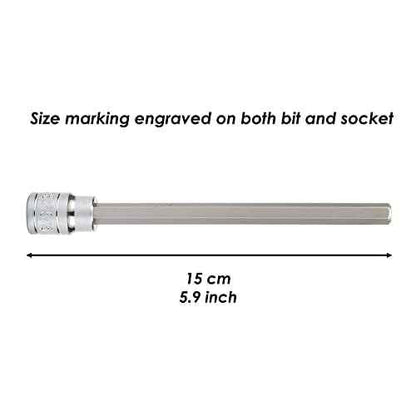 MIXPOWER 3/8 Inch Drive Long Hex Bit Socket Set, 1/16 Inch to 1/2 Inch, SAE, Extra Long Allen Hex Bit Socket Set, CR-V and S2 Steel, 10 Pieces