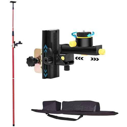 Laser Level Pole with Multi-function Fine-tuning Pan-Tilt Head£¬13.12Ft./4M With 5/8&1/4 interface screws (6.25 inches/2.36 inches) thread for Rotary and Line Lasers