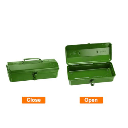 HARFINGTON Tool Box 14.2" Portable Steel Tool Box Hip Roof Style with Metal Latch Closure Tool Chest for Household Workshop Car, Green
