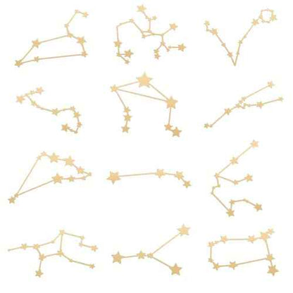 OLYCRAFT 12Pcs Orgonite Sticker 12 Constellation Sticker Energy Tower Decorate Stickers Self Adhesive Golden Metal Stickers for Scrapbooks DIY Resin Crafts Phone & Water Bottle Decor - 1.6x1.6 Inch