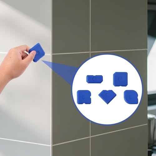 10pcs Silicone Cramer Spreader Caulking Tool Set Kit, Sealant Profiling Finishing Smoothing Mastic Tool Caulk Remover Reusable Grout Scraper Applicator for Kitchen Bathroom Floor Window & Sink (Blue)