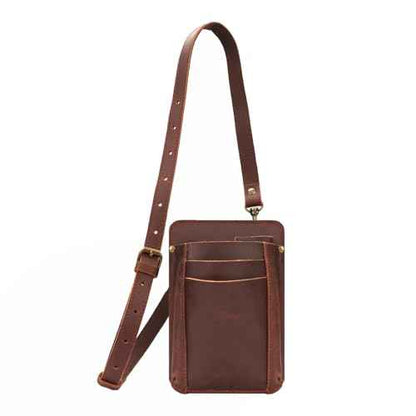 Tourbon Leather Florist Tool Waist Pouch Belt Garden Shoulder Crossbody Tools Bag Gardening Pruning Shears Holder Organizer Kit 4 Pockets (Brown)