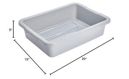 Rubbermaid Commercial Products Standard Bus/Utility Box, 4.6-Gallon, Gray, Plastic, Heavy Duty Restaurant Wash Basin/Dish Washing Tub for Kitchen Organization/Storage