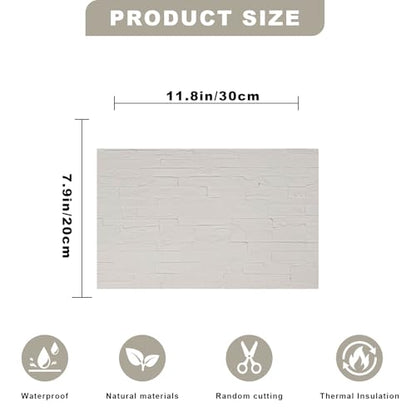 3D Wall Panels - 1PCS 7.9"x11.8" Faux Stone Wall Covering - MCM Modified Clay Material for Home Art, Accent Brick, Modern Exterior/Interior Decoration, Sample-Reef White