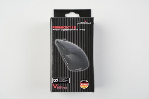 Perixx PERIMICE-713 Wireless Ergonomic Vertical Mouse - 800/1200/1600 DPI - Right Handed - Recommended with RSI User