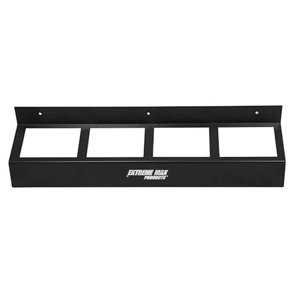 Extreme Max 5001.6484 Wall-Mount Aluminum 4-Quart Oil Jug Rack Holder for Race Trailer, Garage, Shop, Enclosed Trailer, Toy Hauler - Black
