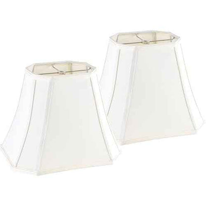 GO&SO Square Cut Corner Lampshades Set of 2, 8x14x11 Inch Medium Table Lamp Shades Cream-Yellow, Natural Fabric Handcrafted, Easy Assembly,Bell Lamp Shade for Floor Lamps Replac for Living Room