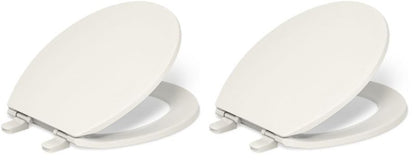 KOHLER 20111-96 Brevia, Slow Close Toilet Seat, Round Toilet Seat, Grip-Tight Bumpers Quick-Attach Hardware, Biscuit (Pack of 2)