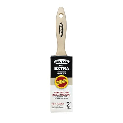 Hyde Extra, White Soft Bristle, Straight Paint Brush with Wood Handle, 2 Inch, 47381