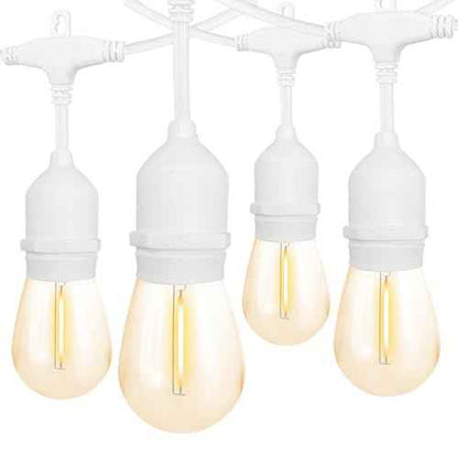 Banord Outdoor String Lights, 48FT Waterproof Patio Lights with 1W Dimmable LED Bulbs, White Hanging String Lights for Outdoor Backyard, Garden, Deck, Porch, Gazebo, Balcony, Camping, Party